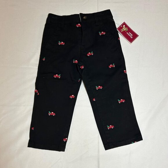 Gymboree Boys Black Embroidered Truck Christmas Tree Pants NWT - Picture 1 of 11